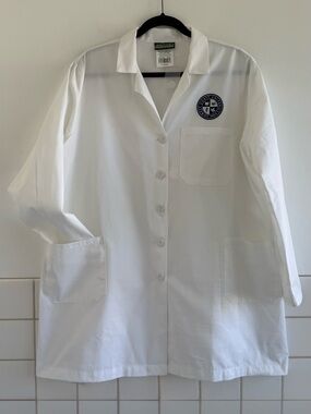 Uniform Advantage Women's White Lab Coat w/West Coast University Patch XL New